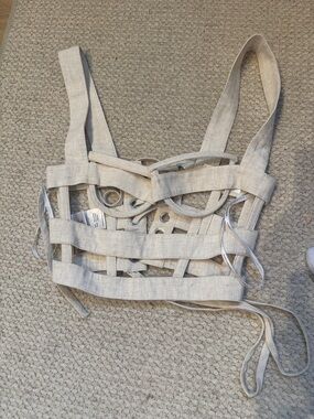 Bronx And Banco Linen Lattice Strappy Crop Top